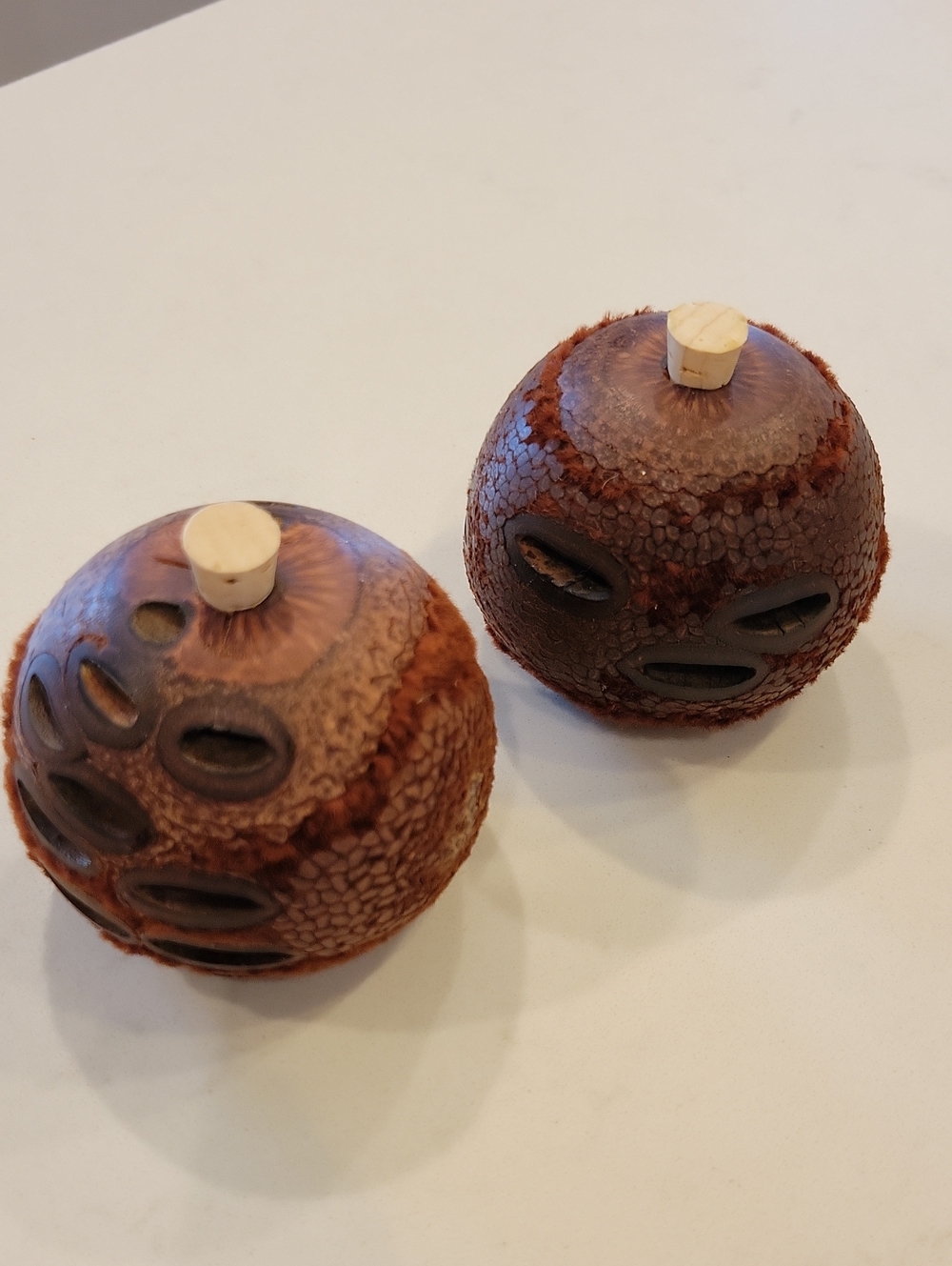 Pottery Barn Wood Brown Pumpkin Set